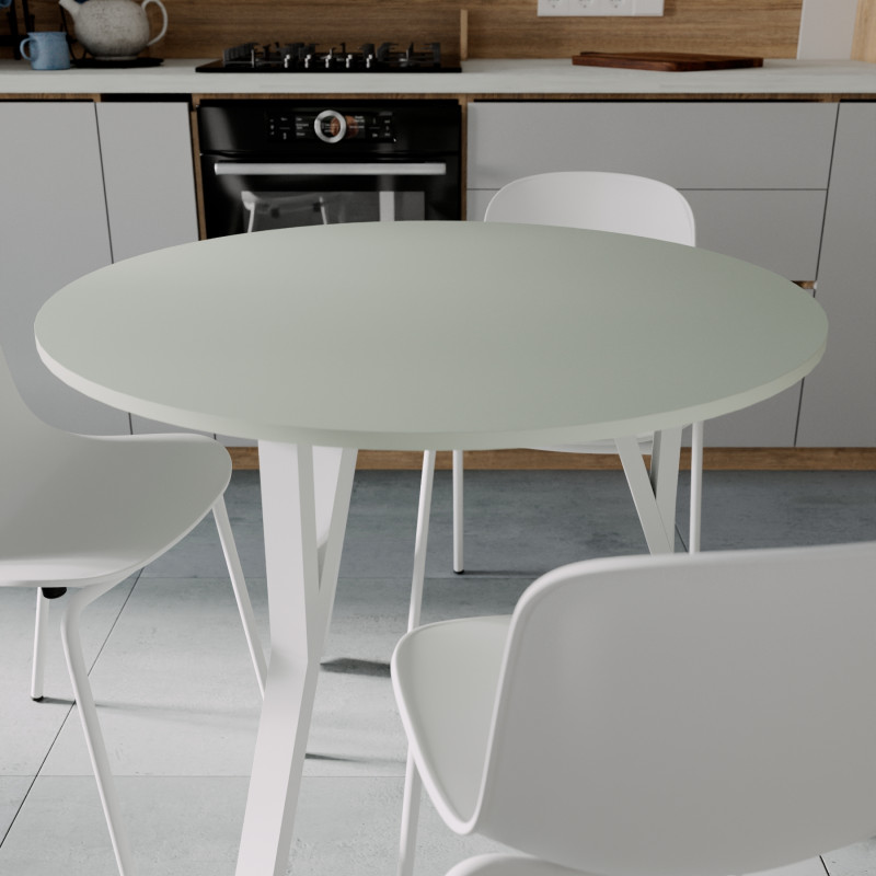 Круглий стіл MARSI 3 870-3 Ferrum-decor 750x870x870 Білий метал ДСП Кашемір 16 мм (FRD-107520)