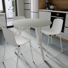 Круглий стіл MARSI 3 870-3 Ferrum-decor 750x870x870 Білий метал ДСП Кашемір 16 мм (FRD-107520)