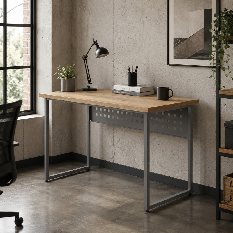 Стіл письмовий Майк Ferrum-decor 75x100x60 Сірий метал ДСП Дуб Евок Прибережний 32 мм (FRD-108230)