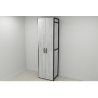 Шафа Гардероб Уні секція 6 серії Конект Ferrum-decor 220x60x50 см Чорний метал ДСП Бетон 16 мм (FRD-106910)