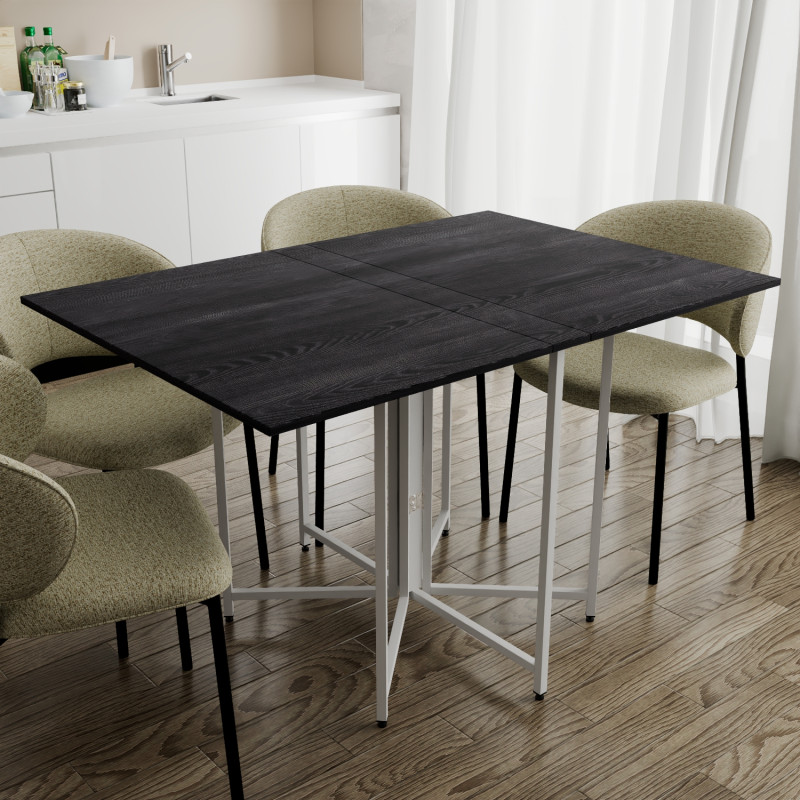Розкладний стіл-трансформер книжка Моріс 3 Ferrum-decor 75x130x90 Білий метал ДСП Каштан Арвадонна 16 мм (FRD-107510)