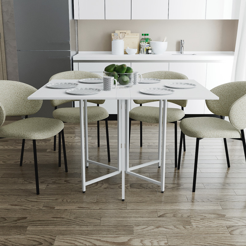 Розкладний стіл-трансформер книжка Моріс 3 Ferrum-decor 75x130x90 Білий метал ДСП Білий 16 мм (FRD-107420)
