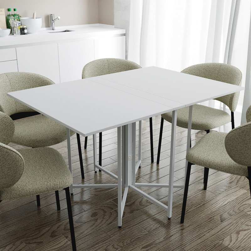 Розкладний стіл-трансформер книжка Моріс 3 Ferrum-decor 75x130x90 Білий метал ДСП Білий 16 мм (FRD-107420)