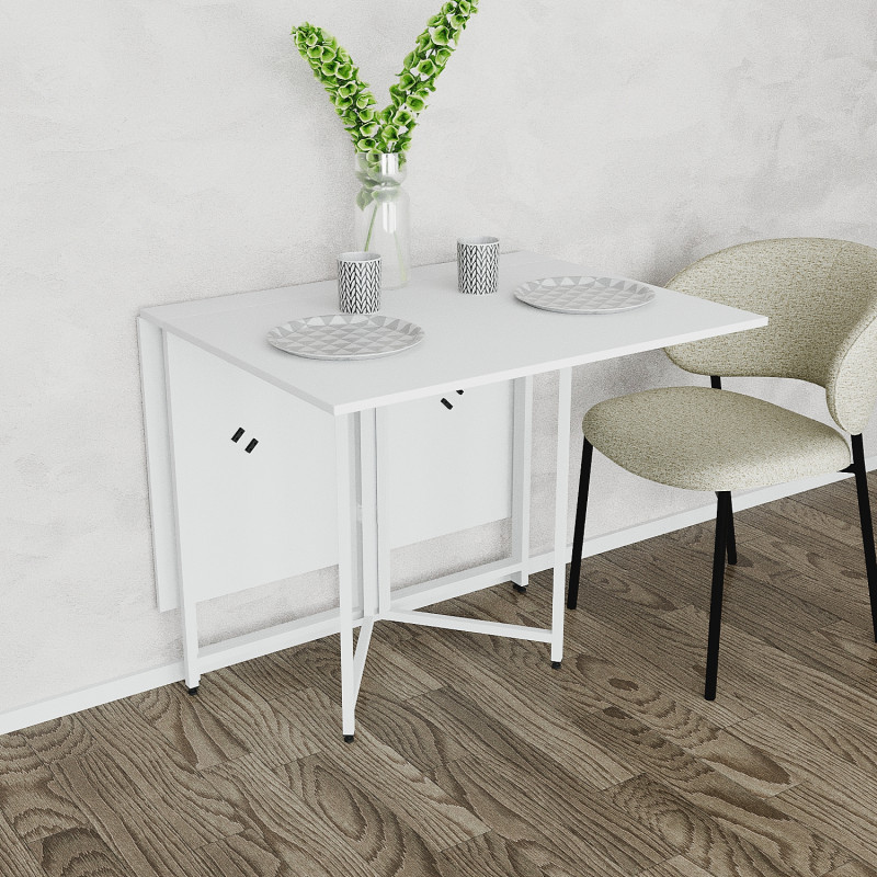 Розкладний стіл-трансформер книжка Моріс 3 Ferrum-decor 75x130x90 Білий метал ДСП Білий 16 мм (FRD-107420)