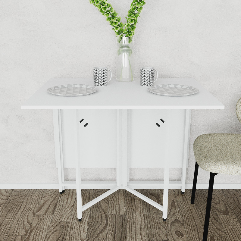 Розкладний стіл-трансформер книжка Моріс 3 Ferrum-decor 75x130x90 Білий метал ДСП Білий 16 мм (FRD-107420)