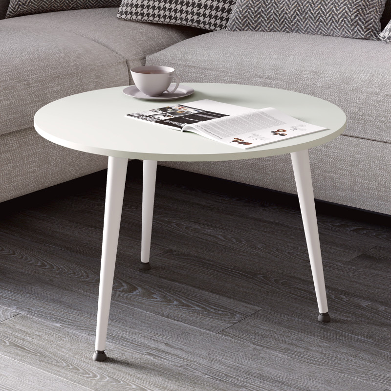 Журнальний круглий стіл OPTIMA 1 ніжки конусні Ferrum-decor 450x670x670 Білий метал ДСП Кашемір 16 мм (FRD-107540)