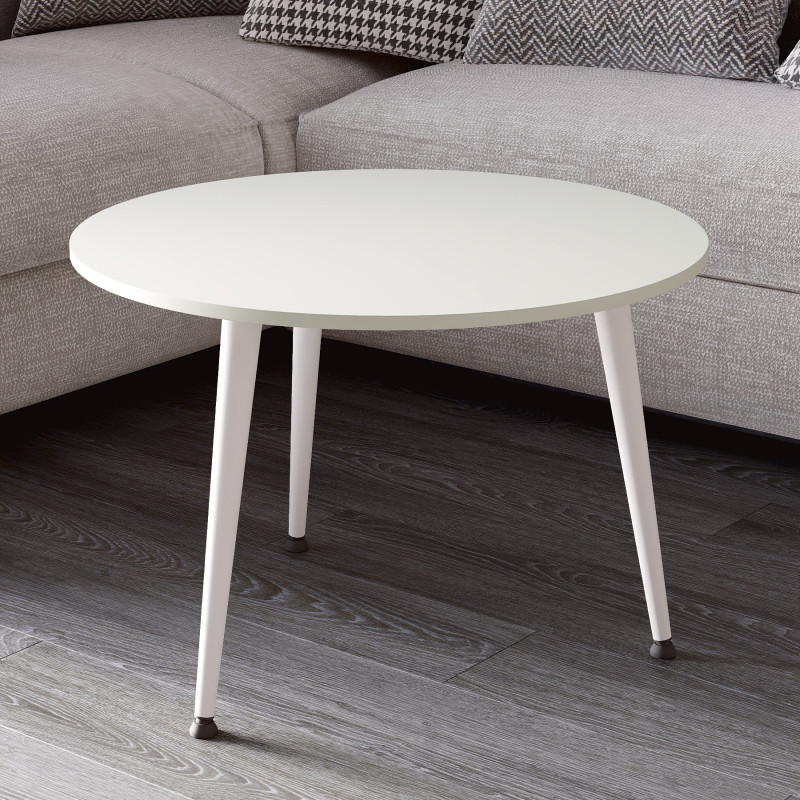 Журнальний круглий стіл OPTIMA 1 ніжки конусні Ferrum-decor 450x670x670 Білий метал ДСП Кашемір 16 мм (FRD-107540)