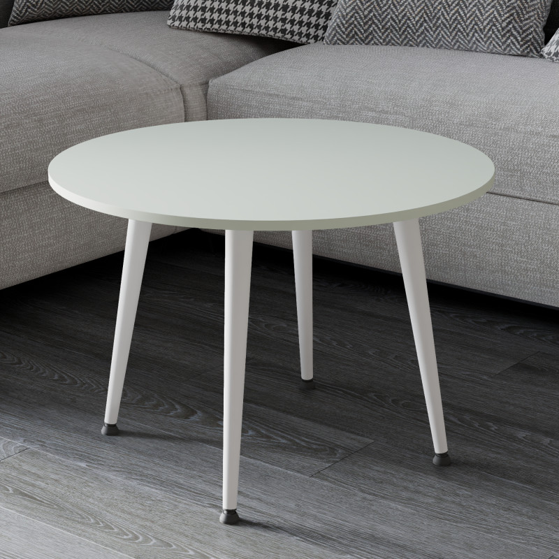 Журнальний круглий стіл OPTIMA 2 ніжки конусні Ferrum-decor 450x670x670 Білий метал ДСП Кашемір 16 мм (FRD-107550)