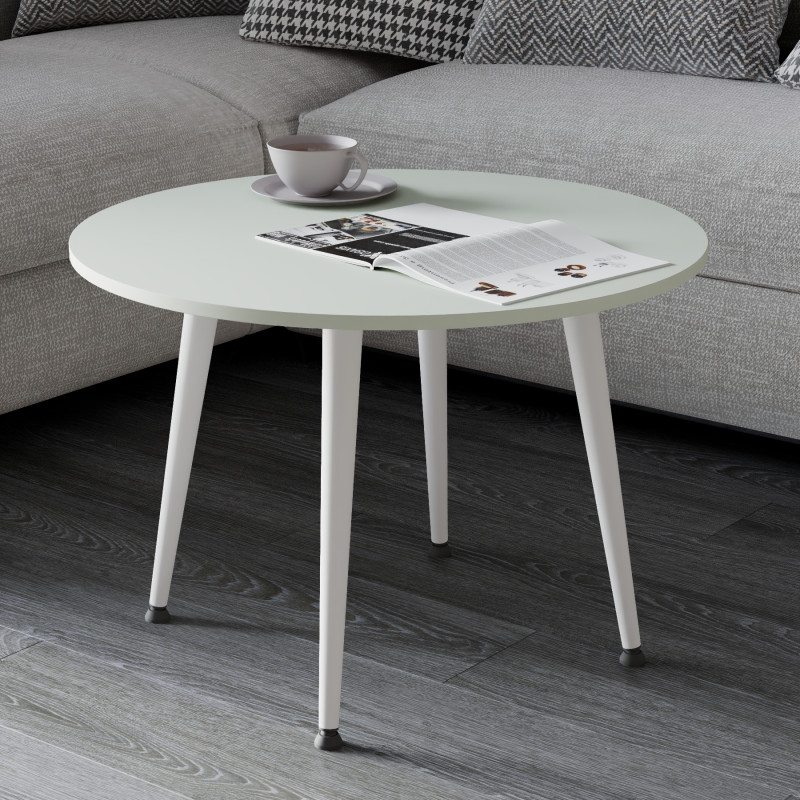 Журнальний круглий стіл OPTIMA 2 ніжки конусні Ferrum-decor 450x670x670 Білий метал ДСП Кашемір 16 мм (FRD-107550)