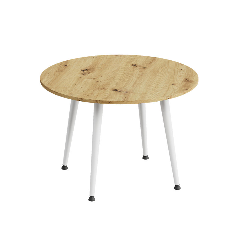 Журнальний круглий стіл OPTIMA 2 ніжки конусні Ferrum-decor 450x670x670 Білий метал ДСП Дуб Артизан 16 мм (FRD-107480)