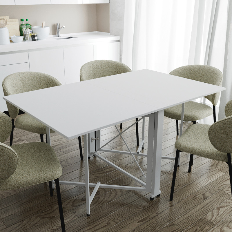 Обідній стіл трансформер книжка Оріон Pro Ferrum-decor 75x152x90 Білий метал ДСП Білий 16 мм (FRD-107410)
