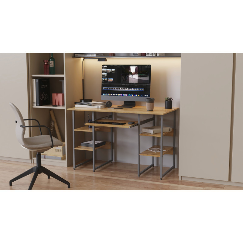 Комп'ютерний стіл Ferrum-decor Тім 75x140x70 сірий ДСП Дуб Артизан 32 мм (FRD-106960)