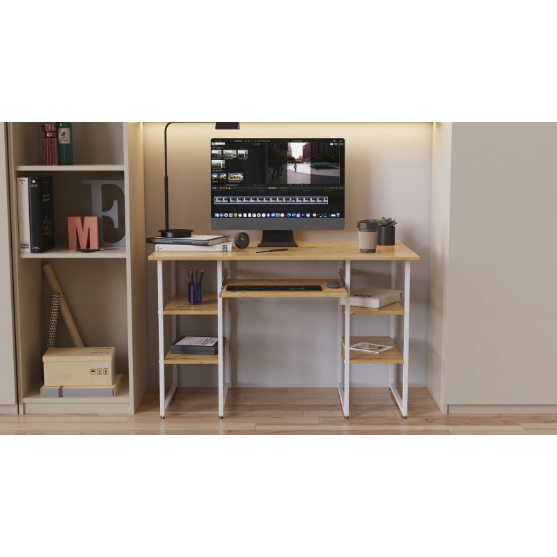 Комп'ютерний стіл Ferrum-decor Тім 75x120x60 білий ДСП Дуб Артизан 32 мм (FRD-106940)