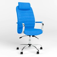 Кресло руководителя с подголовником Новый Стиль BRUNO HR (COMFORT+АNYFIX) ZT-05 (Светло-синий) (NWS-125349)