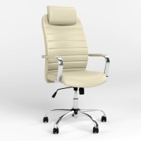 Кресло руководителя с подголовником Новый Стиль BRUNO HR (COMFORT+TILT) P ECO-07 (Светло-бежевый) (NWS-125299)