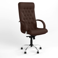Кресло офисное поворотное Новый Стиль FIDEL LUX STEEL CHROME (COMFORT) LE-K (Каштан) (NWS-125989)