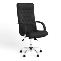 Крісло офісне поворотне Новий Стиль FIDEL STEEL CHROME TILT CHR68 P LE-A (Чорний) (NWS-125939)