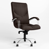 Кресло офисное поворотное Новый Стиль GERMES STEEL CHROME LB (COMFORT) P ECO-31 (Темно-коричневый) (NWS-126022)