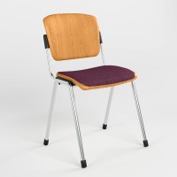 Стілець офісний Новий Стиль ERA WOOD CHROME PLUS COMBI C-29 (Вишневий) M (NWS-127529)