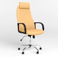 Кресло руководителя поворотное с подголовником Новый Стиль DIPLOMAT KD HR TILT CHR68 ECO-01 (Бежевый) (NWS-125686)