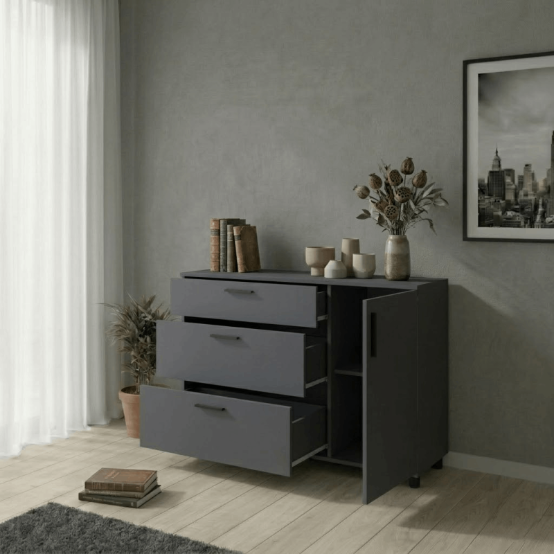 Комод Doros Торн Антрацит 3Ш/1Д 135х51.6х80 (DRS-012103)