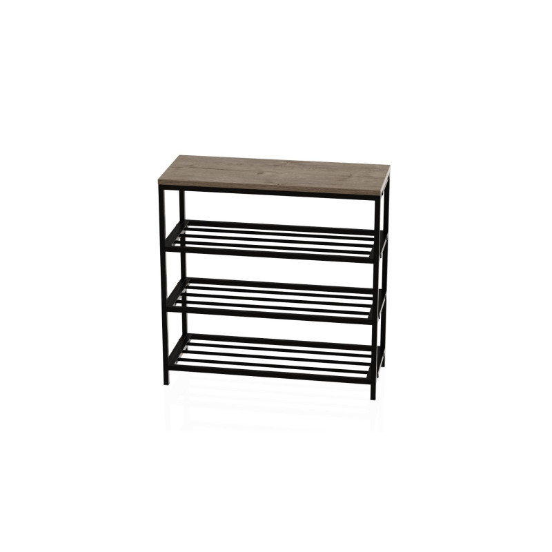 Полиця для взуттяСлайм 3 Ferrum-decor 635x630x260 Чорний метал ДСП Дуб Сан-Маріно 16 мм (FRD-106837)