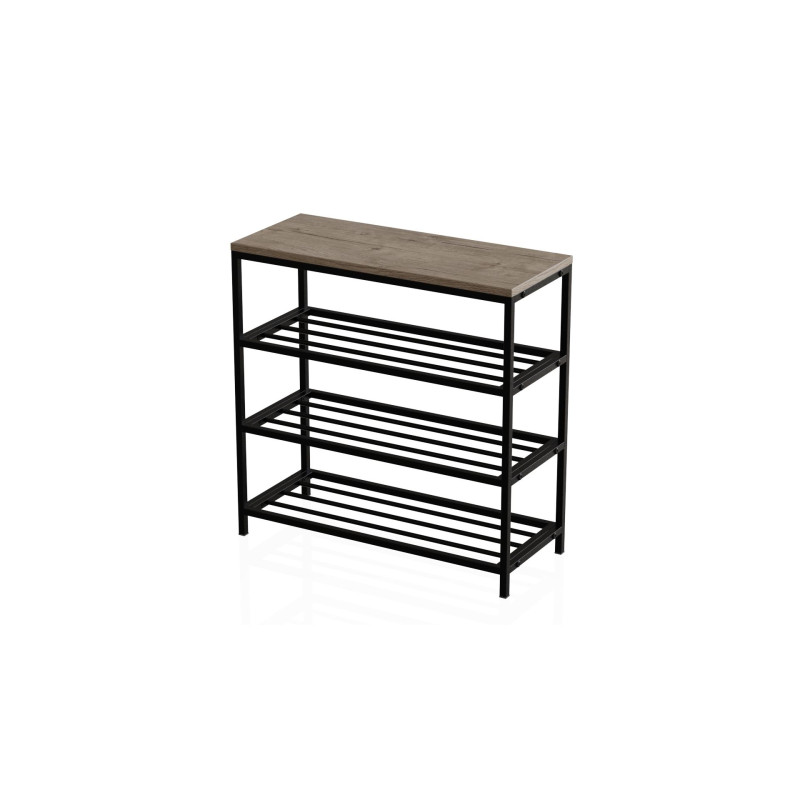 Полиця для взуттяСлайм 3 Ferrum-decor 635x630x260 Чорний метал ДСП Дуб Сан-Маріно 16 мм (FRD-106837)