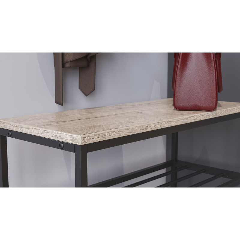 Полиця для взуттяСлайм 3 Ferrum-decor 635x630x260 Чорний метал ДСП Дуб Сан-Маріно 16 мм (FRD-106837)