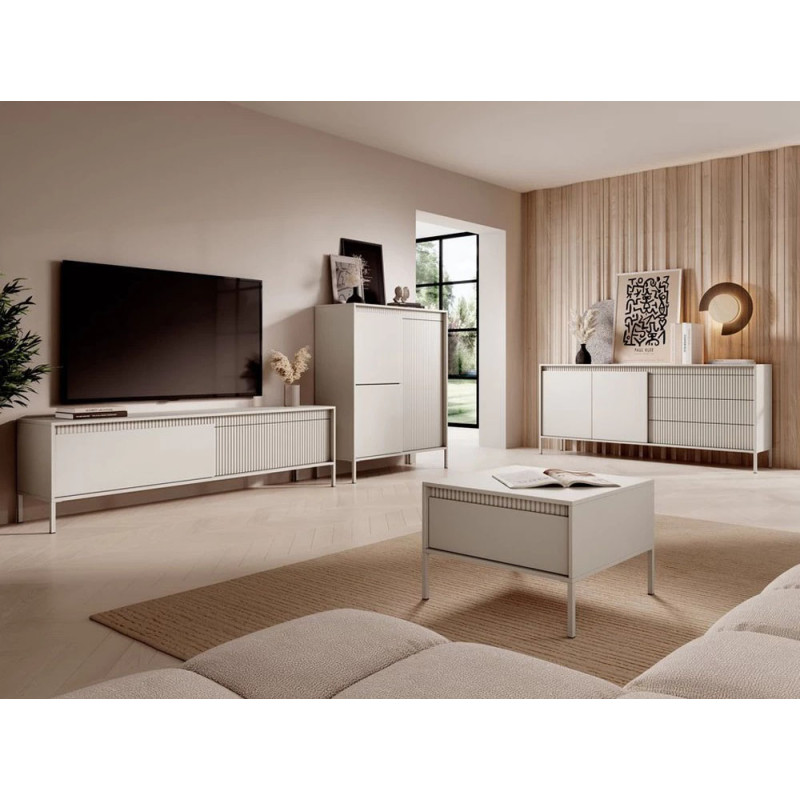 Журнальний стіл з телескопічними напрямними Perfect Home Senso 68 68х68х48,4 Бежевий (PFH-091111)