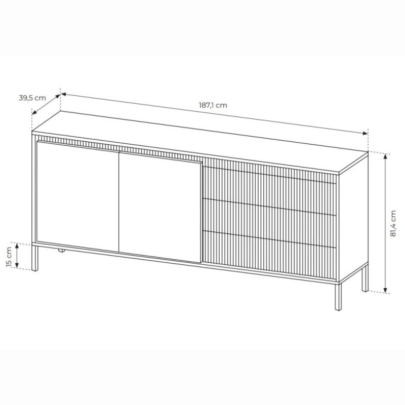 Комод з телескопічними напрямними Perfect Home Senso 2D3S/187 187,1x81,4x39,5 Бежевий (PFH-091108)