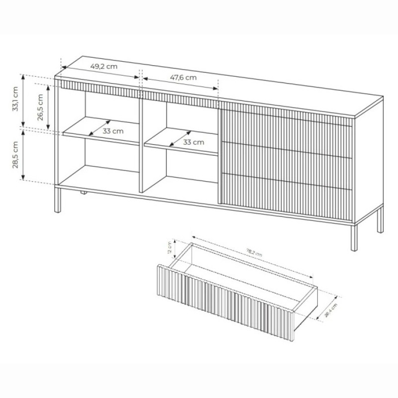 Комод з телескопічними напрямними Perfect Home Senso 2D3S/187 187,1x81,4x39,5 Бежевий (PFH-091108)