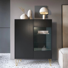 Вітрина низька у вітальню Perfect Home Harmony WT97 97х122х37 Чорний/Чорний мармур роял (PFH-091186)