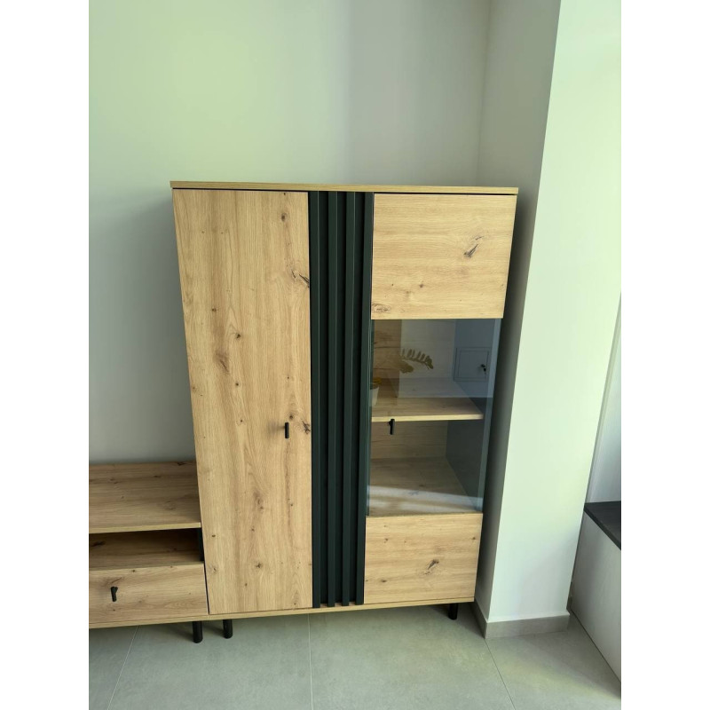 Вітрина низька у вітальню Perfect Home Kadis 2D1W/90 148,8х90,1х40 Дуб артизан/Антрацит (PFH-091168)