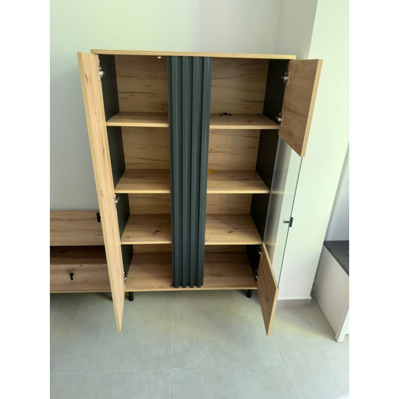 Вітрина низька у вітальню Perfect Home Kadis 2D1W/90 148,8х90,1х40 Дуб артизан/Антрацит (PFH-091168)