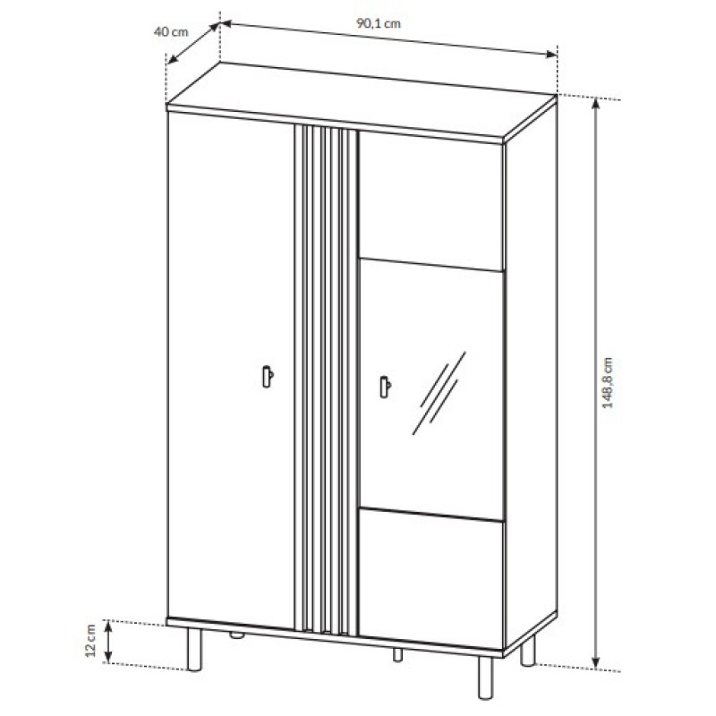 Вітрина низька у вітальню Perfect Home Kadis 2D1W/90 148,8х90,1х40 Дуб артизан/Антрацит (PFH-091168)