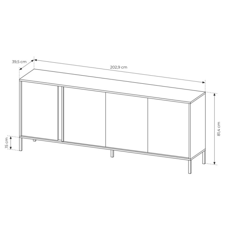 Комод Perfect Home Clars 4D/203 202,9x81,4x39,5 Антрацит (PFH-091019)