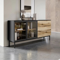Комод з телескопічними напрямними Perfect Home Lang 2D3S/180 179,9x84,8x39,4 Чорний/Дуб евок (PFH-091142)