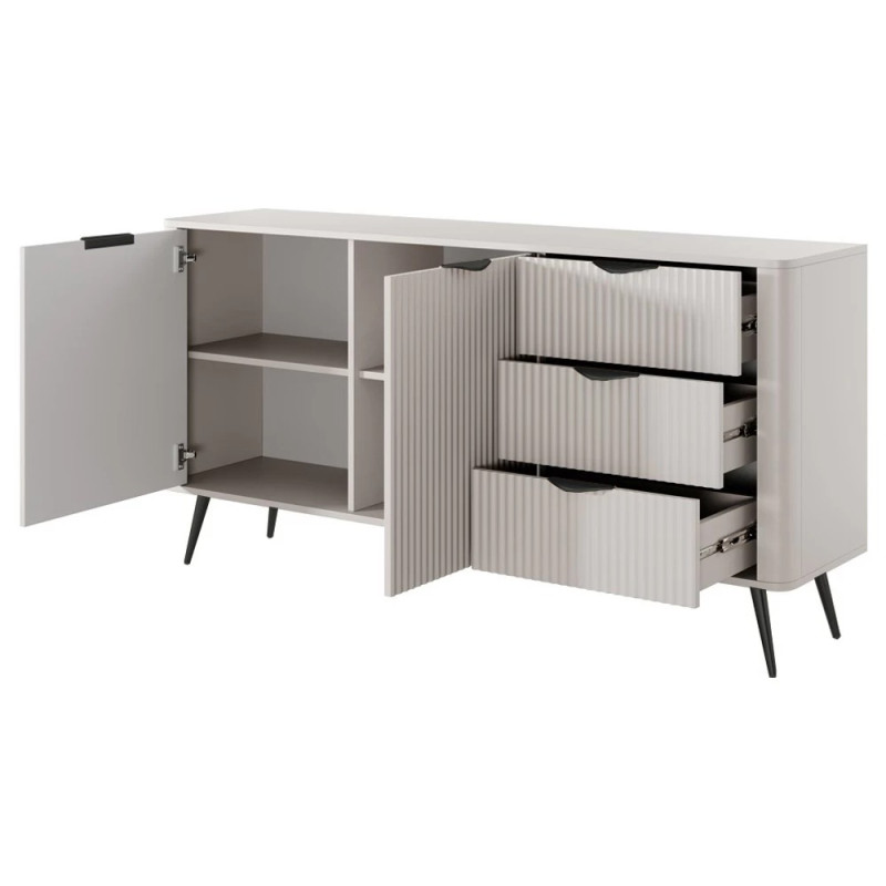 Комод з телескопічними напрямними Perfect Home Lante 2D3S/163 163,2x81,2x38 Бежевий (чорні ніжки) (PFH-091177)