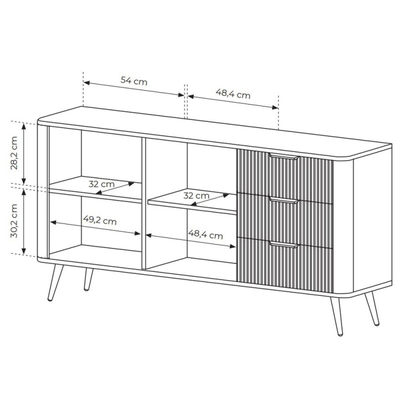 Комод з телескопічними напрямними Perfect Home Lante 2D3S/163 163,2x81,2x38 Бежевий (чорні ніжки) (PFH-091177)