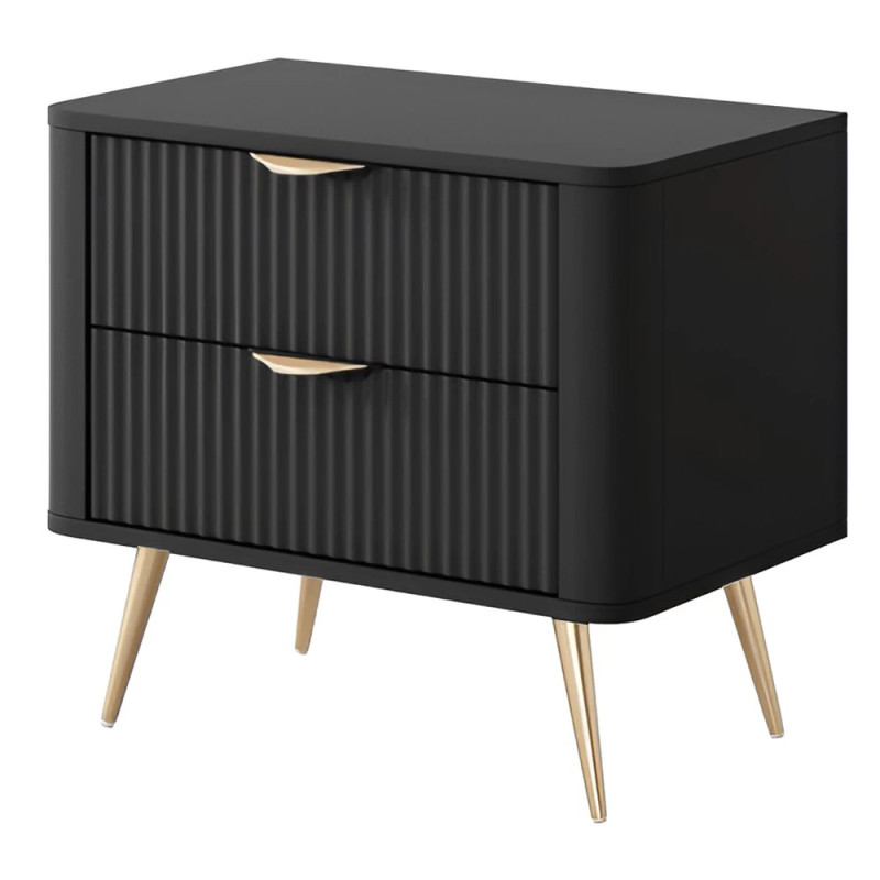 Тумба приліжкова з телескопічними напрямними Perfect Home Lante 2S 63,2x55,3x38 Чорний (золоті ніжки) (PFH-091195)