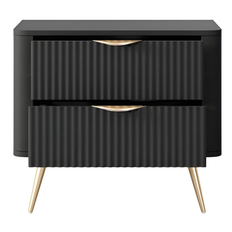 Тумба приліжкова з телескопічними напрямними Perfect Home Lante 2S 63,2x55,3x38 Чорний (золоті ніжки) (PFH-091195)