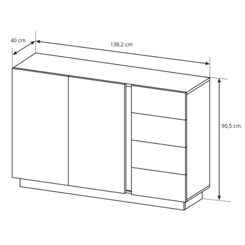 Комод Perfect Home Marco 2D4S/138 138,2x90,5x40 Дуб артизан/Графіт (PFH-091063)