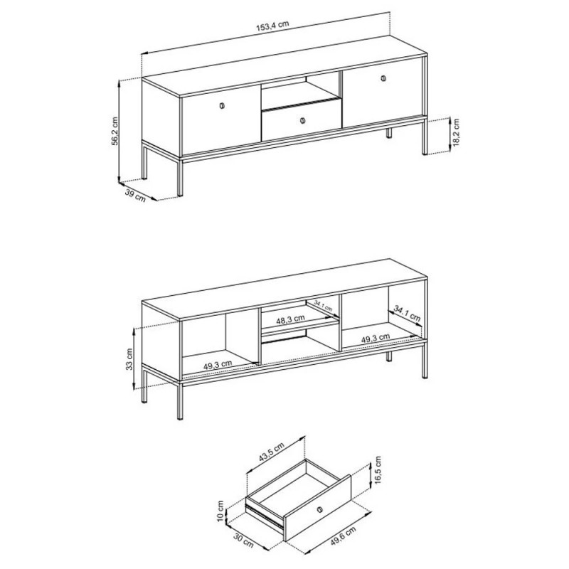 Тумба під телевізор з телескопічними напрямними Perfect Home Mono MRTV154 2D1S 153,4х56,2х39 Беж пісочний (золоті ніжки) (PFH-091201)