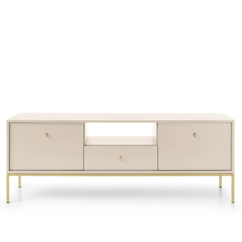 Тумба під телевізор з телескопічними напрямними Perfect Home Mono MRTV154 2D1S 153,4х56,2х39 Беж пісочний (золоті ніжки) (PFH-091201)