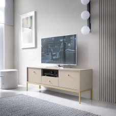 Тумба під телевізор з телескопічними напрямними Perfect Home Mono MRTV154 2D1S 153,4х56,2х39 Беж пісочний (золоті ніжки) (PFH-091201)