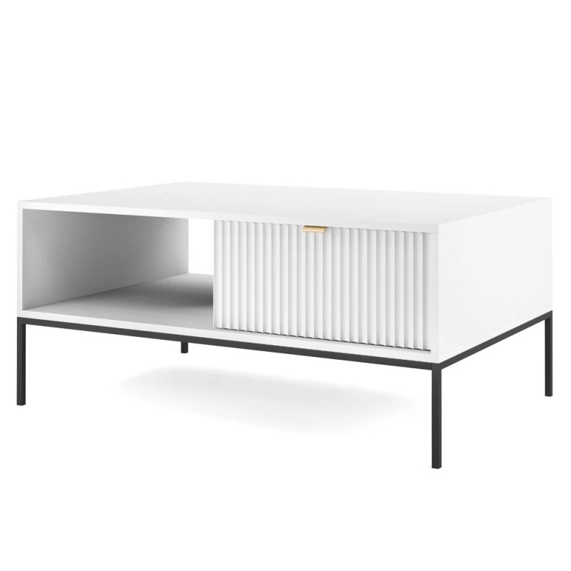 Журнальний стіл з телескопічними напрямними Perfect Home Nova L104 1S 104x68x46 Білий (чорні ніжки) (PFH-091248)