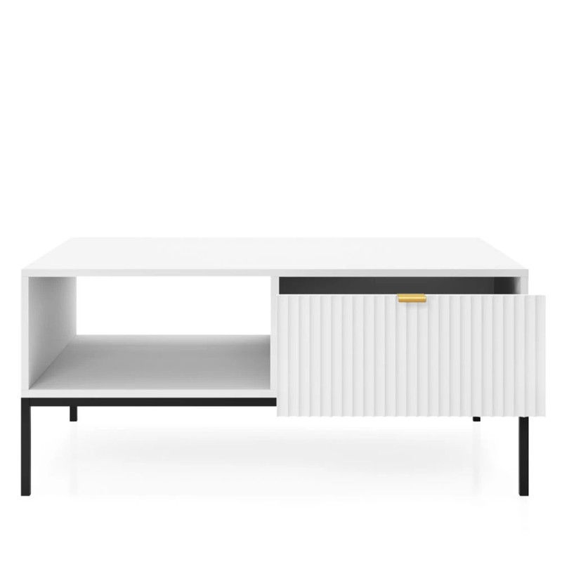 Журнальний стіл з телескопічними напрямними Perfect Home Nova L104 1S 104x68x46 Білий (чорні ніжки) (PFH-091248)