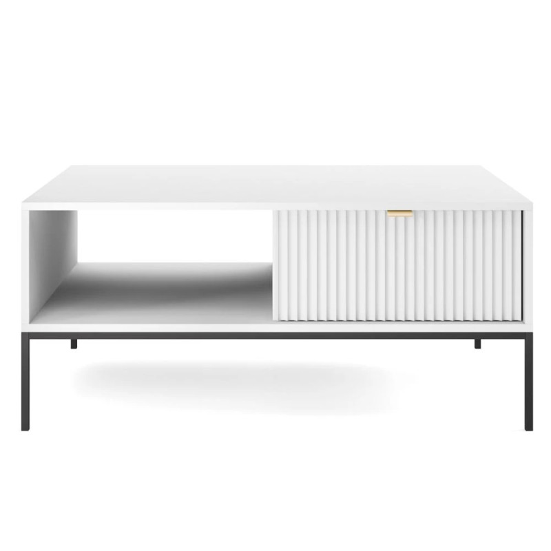 Журнальний стіл з телескопічними напрямними Perfect Home Nova L104 1S 104x68x46 Білий (чорні ніжки) (PFH-091248)