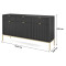 Комод з телескопічними напрямними Perfect Home Nova KSZ154 3D3S 154x63x39 Чорний (золоті ніжки) (PFH-091247)