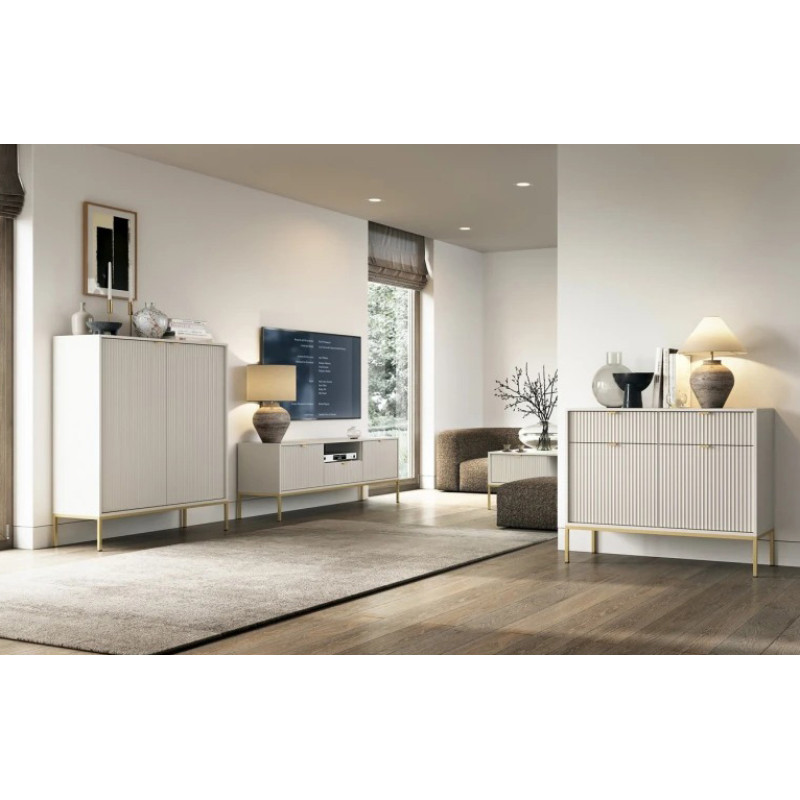Комод високий Perfect Home Nova K104 2D 104x125x39 Кашемір (золоті ніжки) (PFH-091237)